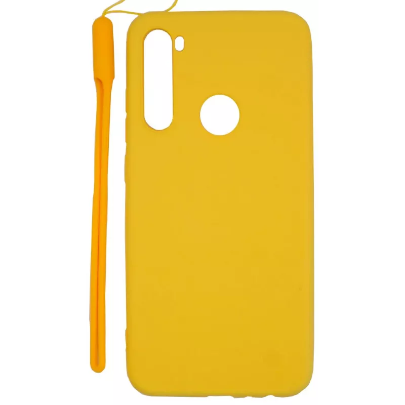Evelatus Soft Touch Silicone Case with Strap for Xiaomi Redmi Note 8 / Redmi Note 8 2021 - Yellow