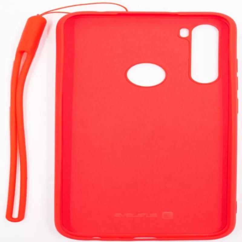 Evelatus Soft Touch Silicone Case with Strap for Xiaomi Redmi Note 8 / Redmi Note 8 2021 - Red