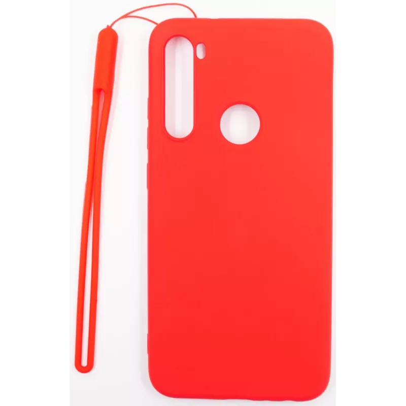 Evelatus Soft Touch Silicone Case with Strap for Xiaomi Redmi Note 8 / Redmi Note 8 2021 - Red