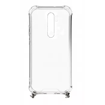 Evelatus Xiaomi Redmi Note 8 Pro Silikonowa przezroczysta tylna obudowa z paskiem TPU na szyję Space Gray