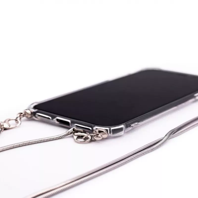 Evelatus Xiaomi Redmi Note 8 / Redmi Note 8 2021 Silicone Transparent with Necklace TPU Strap Silver