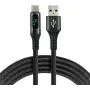 everActive CBB-1CBL USB-A do USB-C pleciony kabel z wyświetlaczem LCD mocy, 1m, 3A, czarny