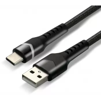 everActive CBB-1CBR USB-A na USB-C pleciony kabel RGB LED 1m 3A czarny