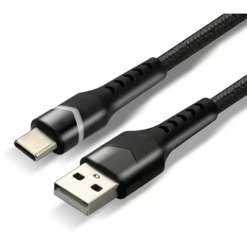 everActive CBB-1CBR USB-A na USB-C pleciony kabel RGB LED 1m 3A czarny
