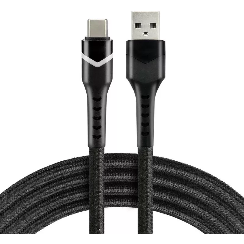 everActive CBB-1CBR USB-A na USB-C pleciony kabel RGB LED 1m 3A czarny