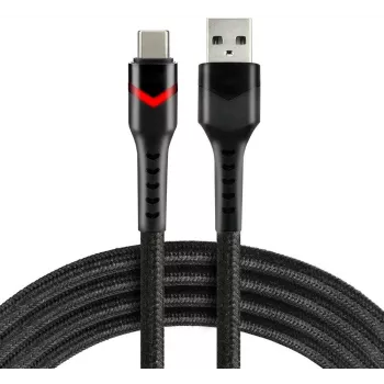 everActive CBB-1CBR USB-A na USB-C pleciony kabel RGB LED 1m 3A czarny