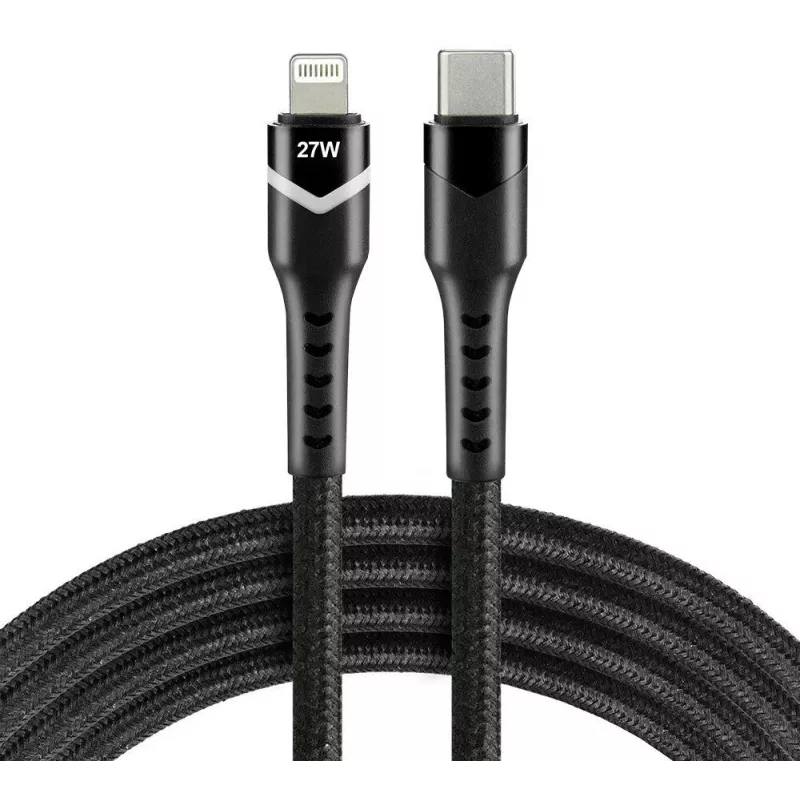everActive CBB-1CIR USB-C do Lightning RGB LED Kabel 1m 27W PD Czarny