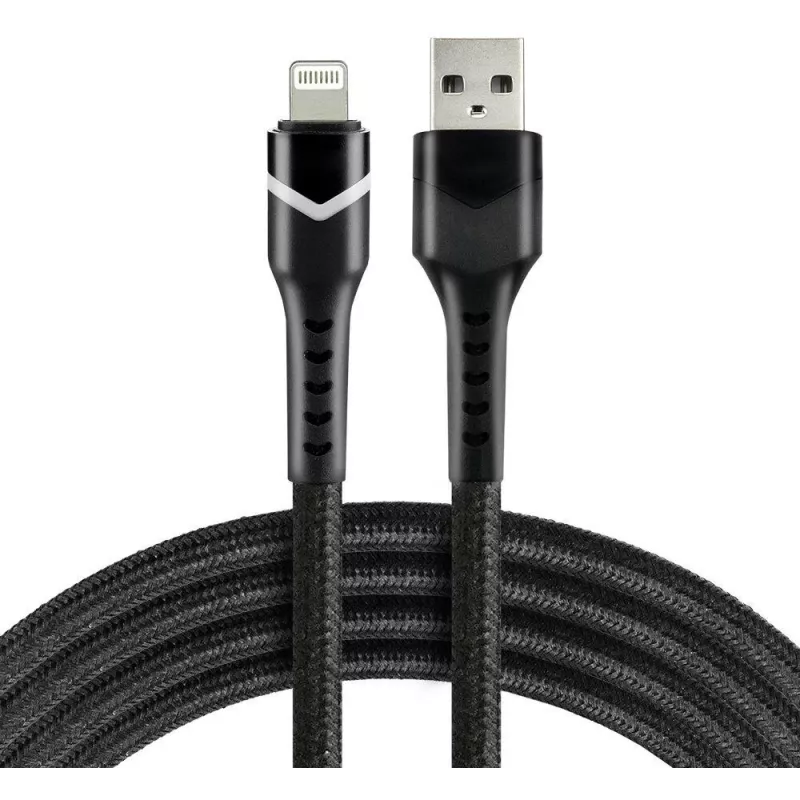 everActive CBB-1IBR USB-A do Lightning RGB LED pleciony kabel 1m 2.4A czarny