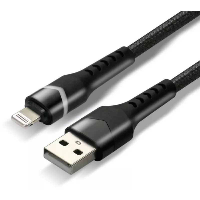 everActive CBB-1IBR USB-A do Lightning RGB LED pleciony kabel 1m 2.4A czarny
