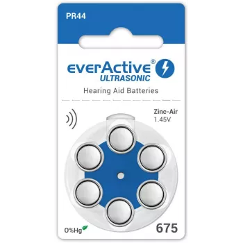 everActive ULTRASONIC 675 Cynkowo-Powietrzne Baterie do Aparatów Słuchowych PR44 (Opakowanie 6 Sztuk)