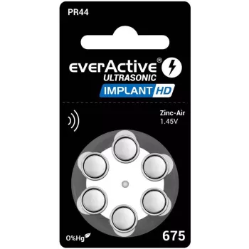 everActive ULTRASONIC IMPLANT HD 675 Baterie do aparatów słuchowych cynkowo-powietrzne PR44 (6-pak, bez rtęci, 1.45V, 650 mAh)