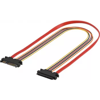 EXERTIS CONNECT Przedłużacz SATA, SATA 22-pin męski do SATA 22-pin żeński (5V + 12V), 0,5 m, do przedłużenia interfejsu danych i zasilania SATA, czarny 147500