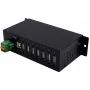 EXSYS EX-1179HMVS 7-portowy przemysłowy metalowy hub USB 2.0 z montażem na szynie DIN, 480 Mbit/s, ochrona ESD, -40 do 85°C