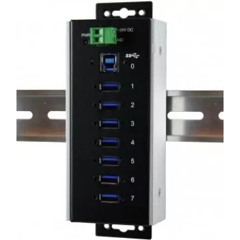 EXSYS EX-1187HMVS-WT 7-portowy przemysłowy hub USB 3.2 Gen 1 w metalowej obudowie