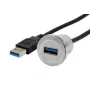 Adapter do montażu panelowego EXSYS EX-49186 USB 3.2 Gen 1, USB-A żeńskie na męskie, 30 cm, metalowy