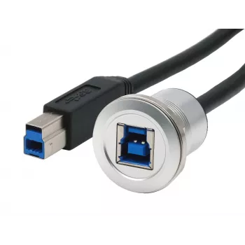 EXSYS Kabel adapter USB-B żeński do USB-B męski do montażu panelowego, USB 3.2 Gen 1, 30 cm, obudowa metalowa EX-49187