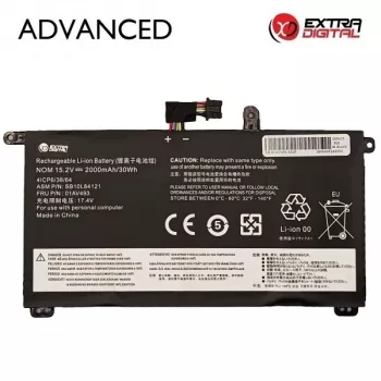Extra Digital Advanced Zamienna bateria do laptopa dla Lenovo ThinkPad X1 Carbon / X1 Yoga – 01AV493, 2000mAh, 11.52V, Li-ion, Czarny