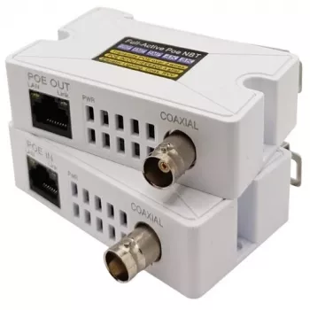 EXTRA DIGITAL PoE 10/100M Przedłużacz po kablu koncentrycznym, do 500 m, Zestaw