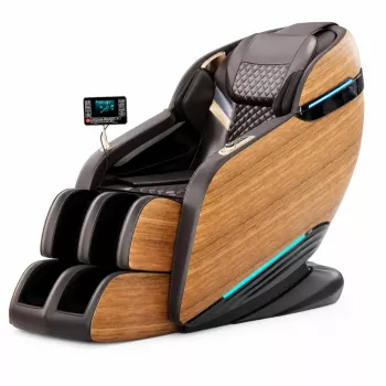 EXTRALINK 3D Zero Gravity Fotel Masujący z Drewnianymi Akcentami Laminowanymi, Czarny/Brązowy