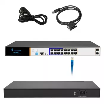 Extralink ARES Switch PoE, 16x Gigabit PoE/PoE+, 2x SFP, 1x port konsoli, 150W, zarządzany