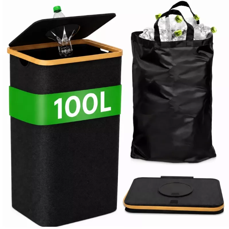 EXTRALINK Black Forest Kosz do recyklingu butelek zwrotnych, składany, 100L, czarny