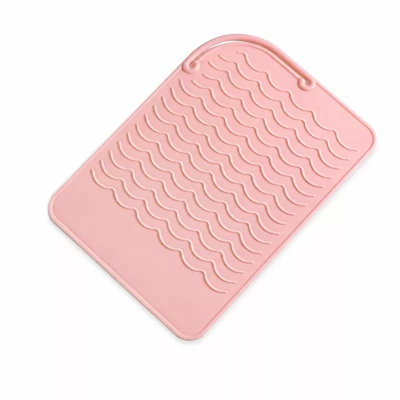 EXTRALINK HOME Silikonowa mata odporna na ciepło do prostownicy i lokówki 22x16 cm Różowa