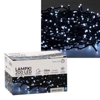 Extralink LED girlanda świetlna 200 LED zimna biel 10m + 3m IP44 wewnątrz/na zewnątrz