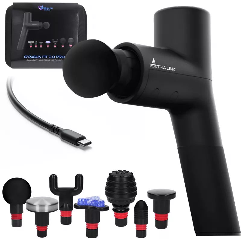 Extralink Massage Gymgun Fit 2.0 Pro Massage Gun, 7 Attachments, 6 Modes