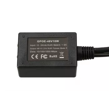 Extralink PoE Inwerter 1 Port, Wejście 1x 1000Mb/s RJ45/Gniazdo 10-30V, Wyjście 48V