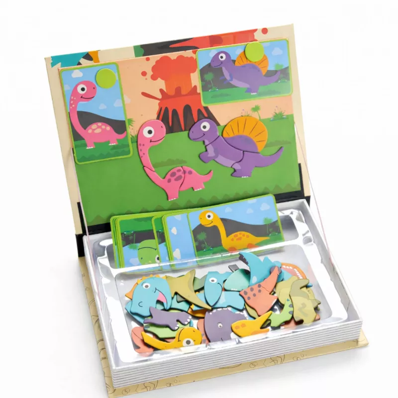 EXTRALINK TOYS Magnetyczna Książka Puzzle 64 Elementy Dinozaury