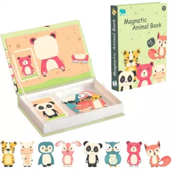 EXTRALINK TOYS Magnetyczna Książka Puzzle Zwierzęta 68 Elementów