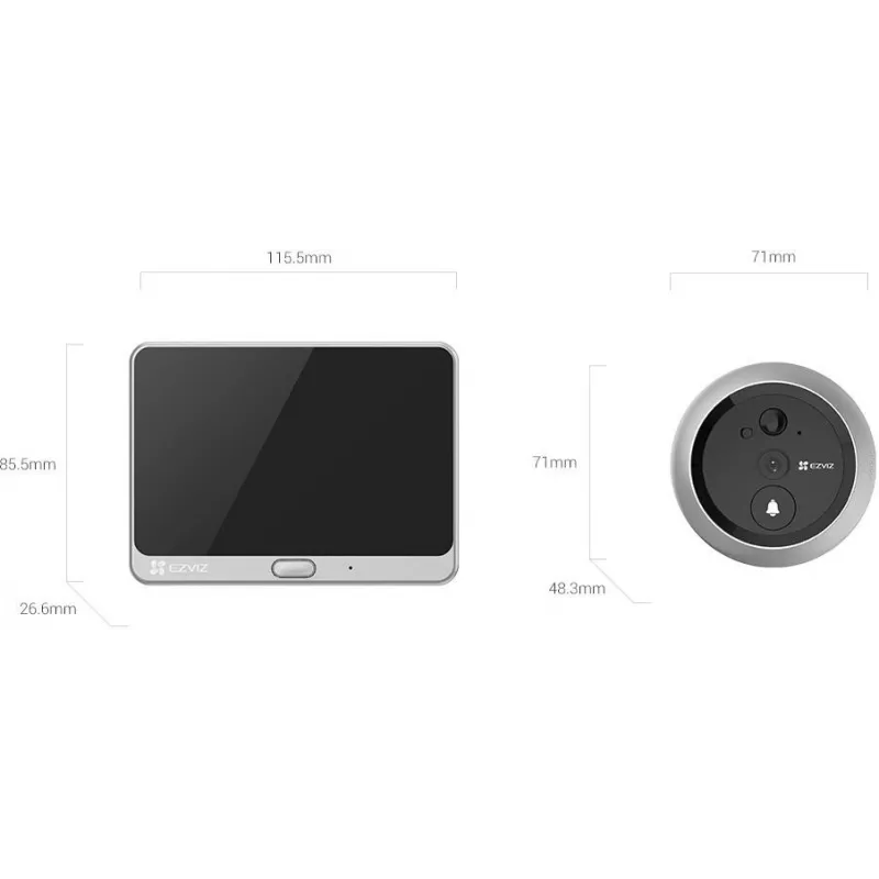Ezviz CS-CP4 cyfrowy wizjer drzwiowy Wi-Fi 2 MP z wyświetlaczem 4,3 cala, srebrny