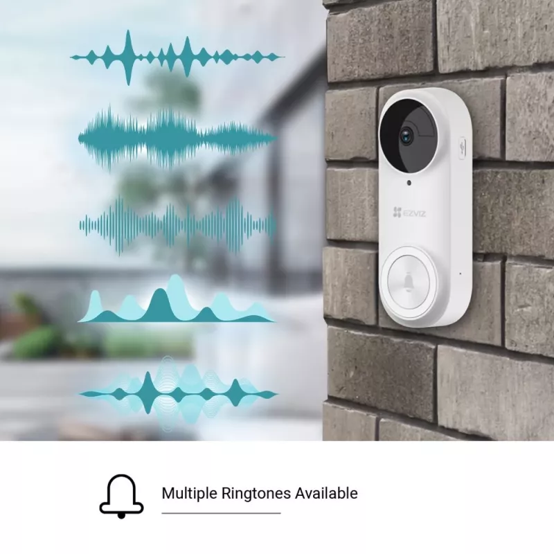 Zestaw wideo-domofonu EZVIZ CSDB25MP z bezprzewodowym dzwonkiem, rozdzielczość 2K+, kąt widzenia 176°, IP65, bateria 5200 mAh, microSD do 256GB, współpraca z Alexa/Google