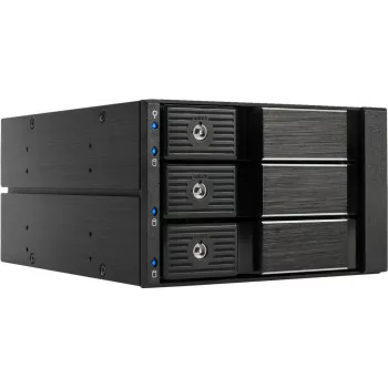 Fantec BP-SA2131 3-kieszeniowy moduł backplane SAS/SATA do wnęki 5,25 cala - Hot-Swap bez tacki, wentylator 70mm, czarne aluminium 2185