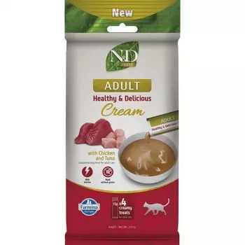 FARMINA N&D Prime Cat Cream with Chicken & Tuna Adult Box – Cat Treat for Kittens – 4x15g