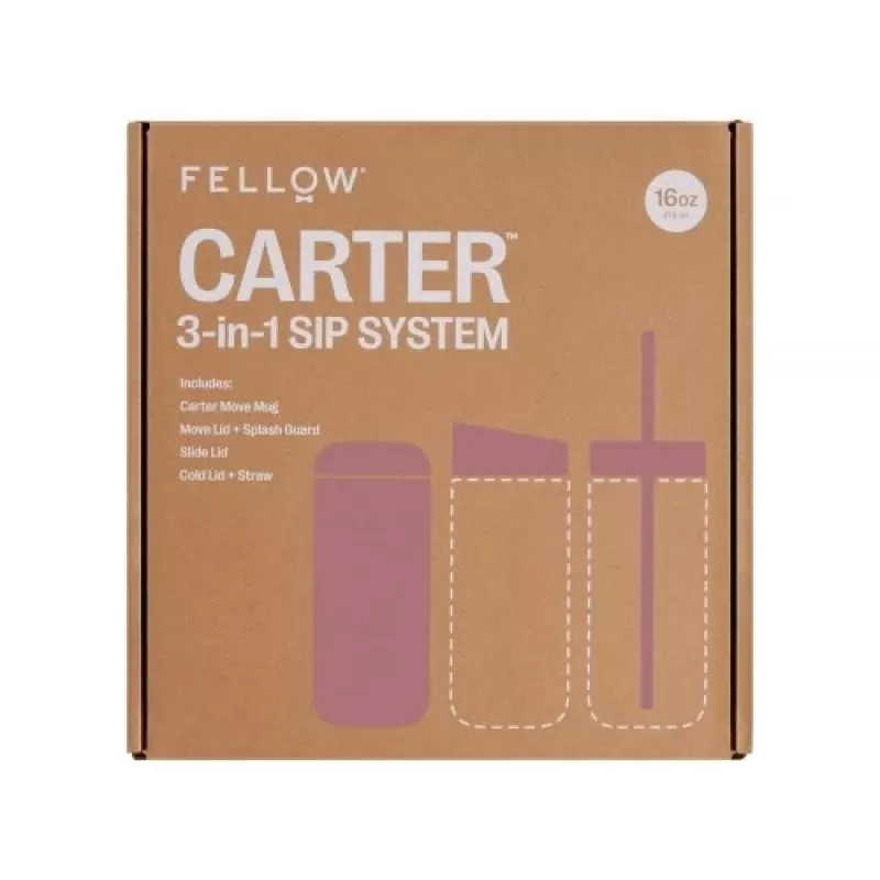 Fellow Carter Move Mug 3-in-1 473 ml Termiczny Kubek z 3 Pokrywkami Róż Pudrowy