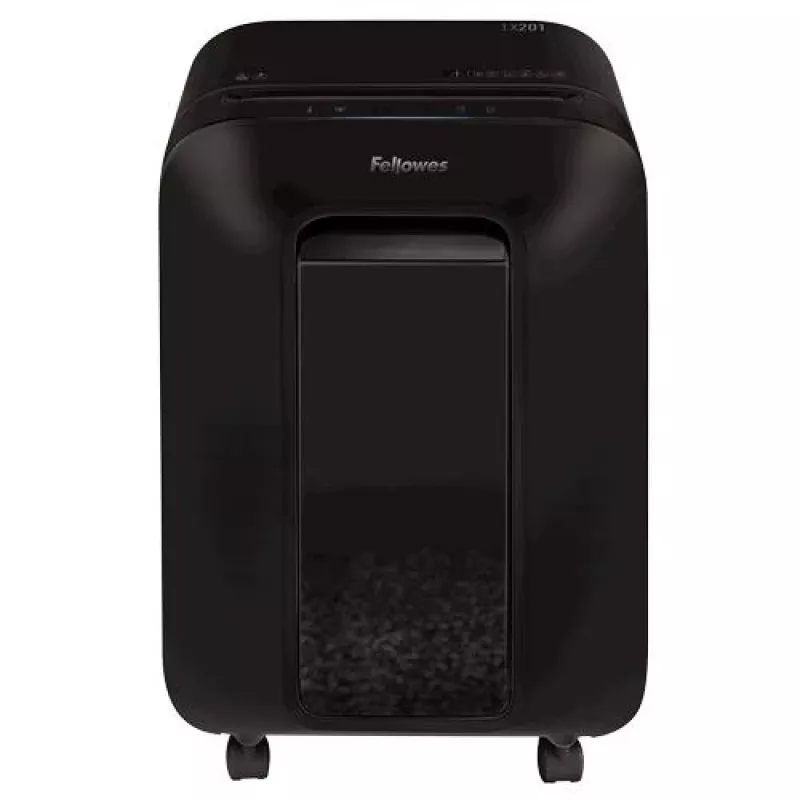 Niszczarka Fellowes Powershred LX201 Micro-Cut, czarna, 10 arkuszy, poziom bezpieczeństwa P-5, pojemnik 22 l