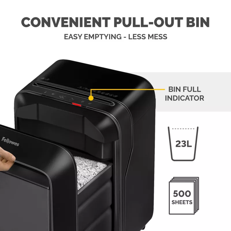 Niszczarka Fellowes Powershred LX210 Micro-Cut, 15 arkuszy, 23 litry, czarna