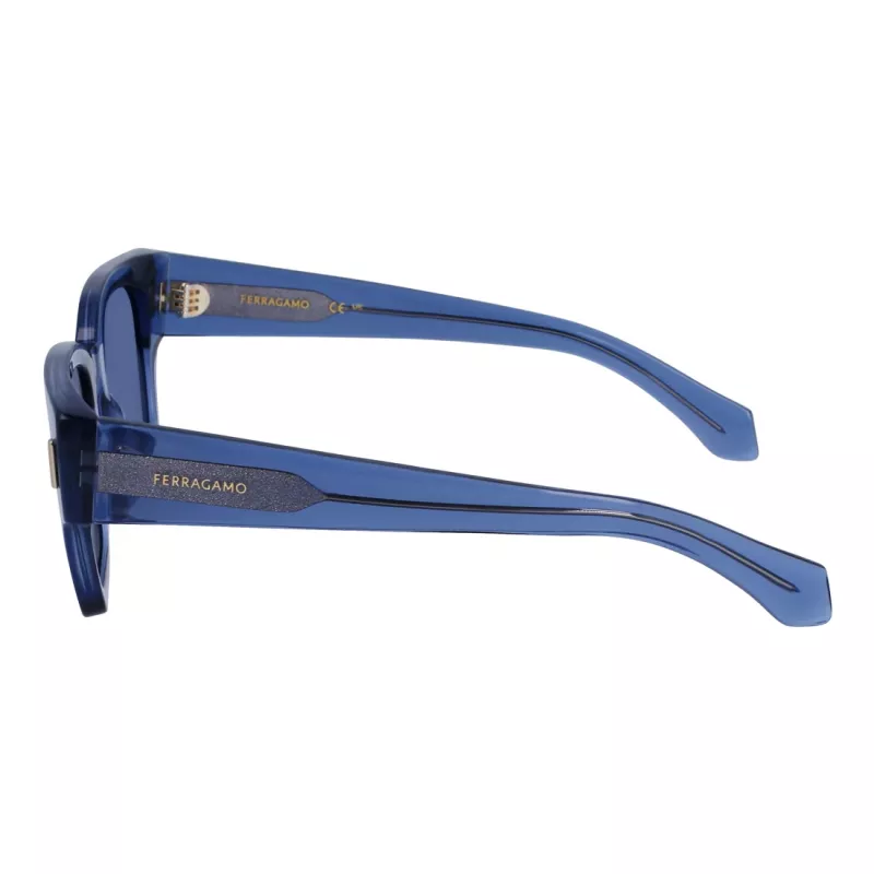 Okulary przeciwsłoneczne FERRAGAMO SF2010S522143 - Prostokątna oprawka acetatowa, ochrona UV400, soczewki 52 mm