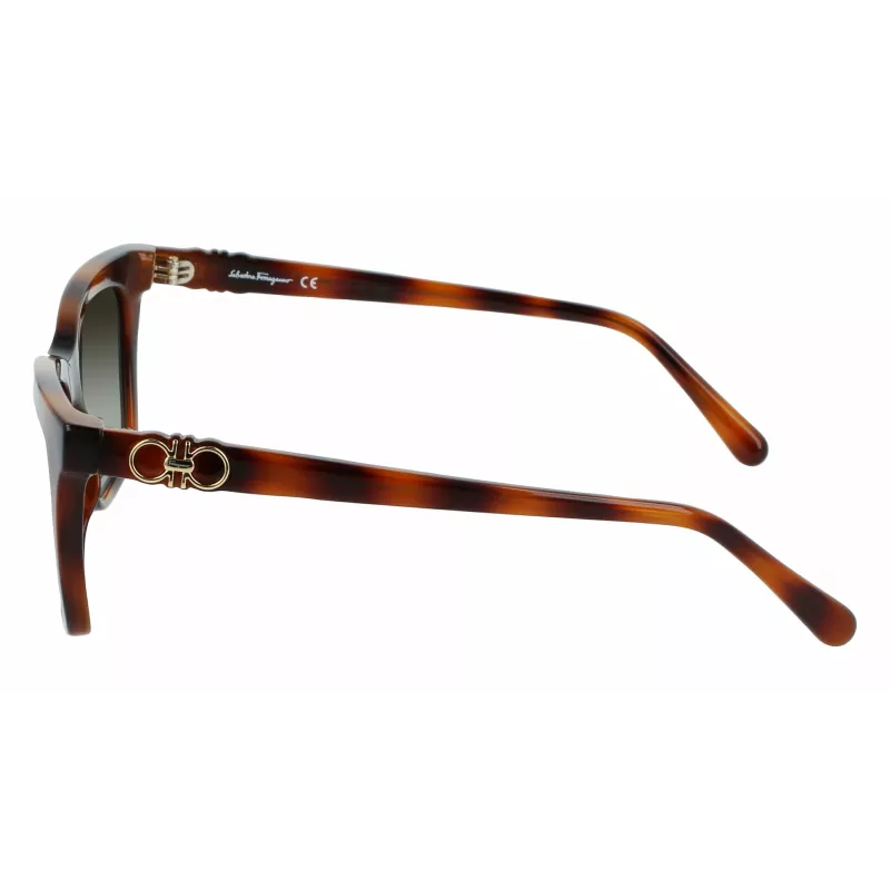 Okulary przeciwsłoneczne Ferragamo SF1027S-214 dla kobiet, Havana, acetat, kwadratowe, brązowy gradient, 55mm