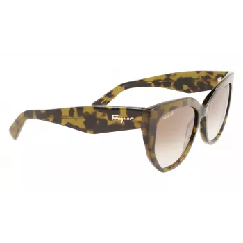 Okulary przeciwsłoneczne FERRAGAMO SF1061S-246 dla kobiet, oprawki Havana acetat, soczewki brązowe gradientowe 56/18/145 mm