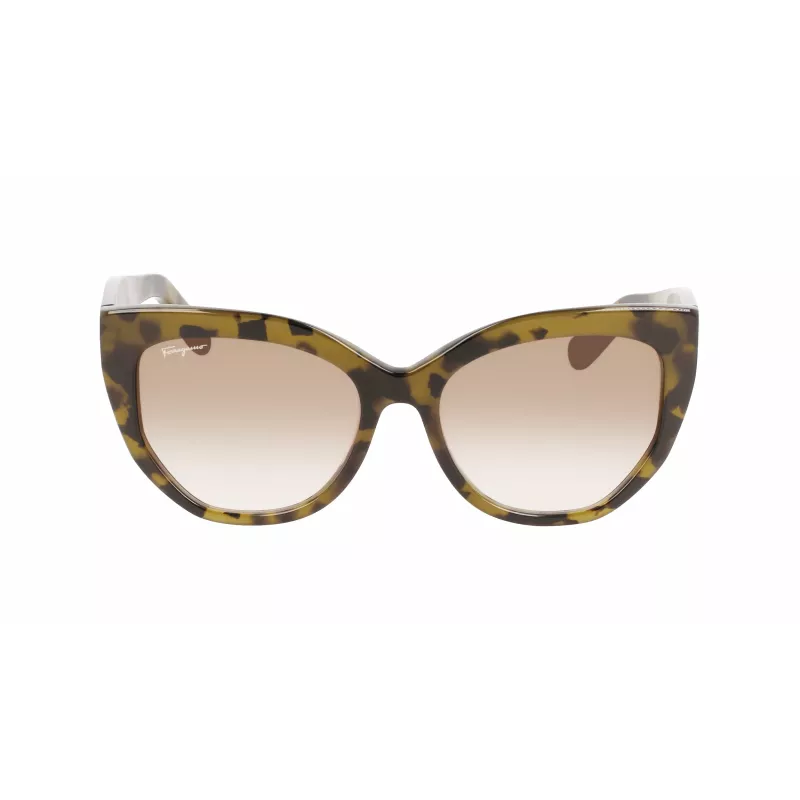 Okulary przeciwsłoneczne FERRAGAMO SF1061S-246 dla kobiet, oprawki Havana acetat, soczewki brązowe gradientowe 56/18/145 mm