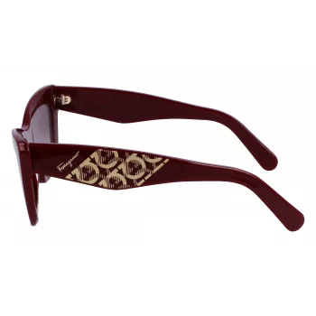 FERRAGAMO SF1081SE-603 Damskie okulary przeciwsłoneczne Cat Eye Burgundowo-Brązowy Gradient 55mm