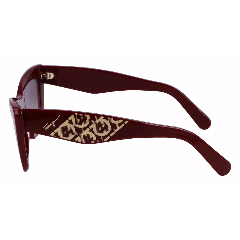 FERRAGAMO SF1081SE-603 Damskie okulary przeciwsłoneczne Cat Eye Burgundowo-Brązowy Gradient 55mm