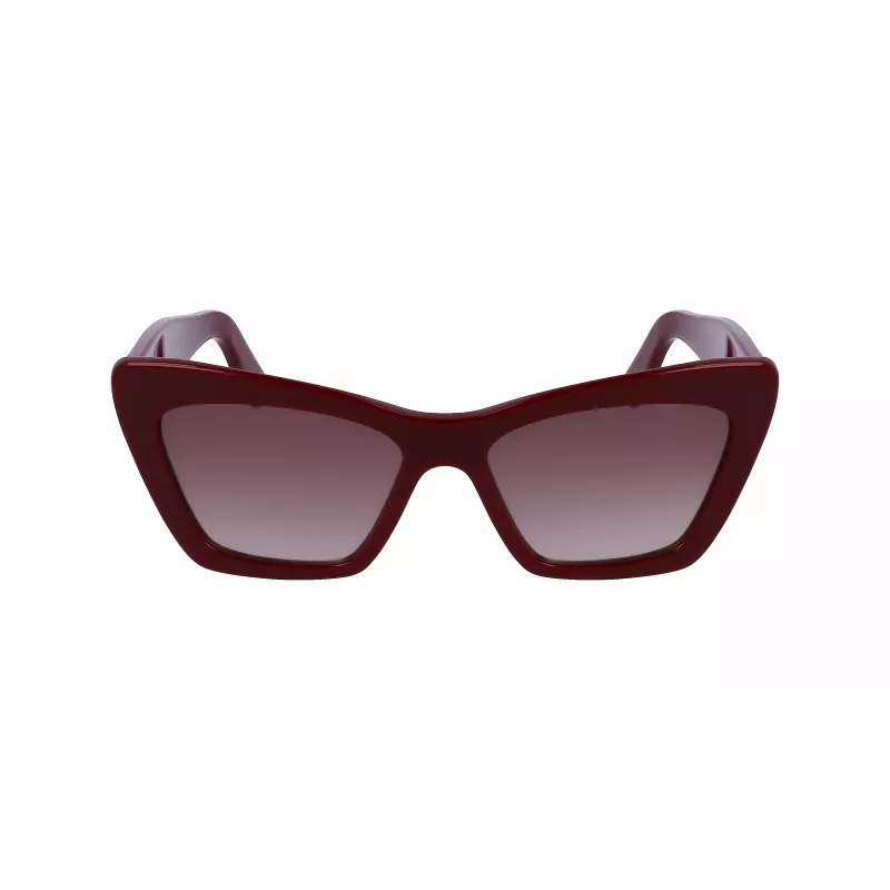 FERRAGAMO SF1081SE-603 Damskie okulary przeciwsłoneczne Cat Eye Burgundowo-Brązowy Gradient 55mm