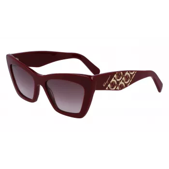 FERRAGAMO SF1081SE-603 Damskie okulary przeciwsłoneczne Cat Eye Burgundowo-Brązowy Gradient 55mm