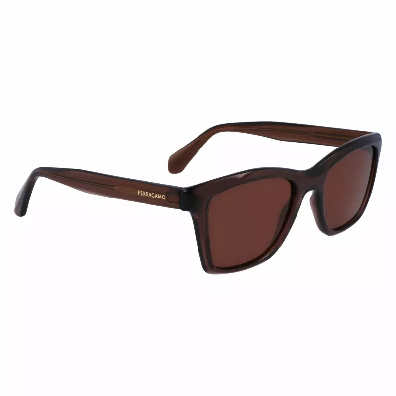 FERRAGAMO SF2001S-232 Unisex Okulary Przeciwsłoneczne Havana Brązowa Kwadratowa Oprawka Acetatowa Brązowe Szkła 54/20/145 mm