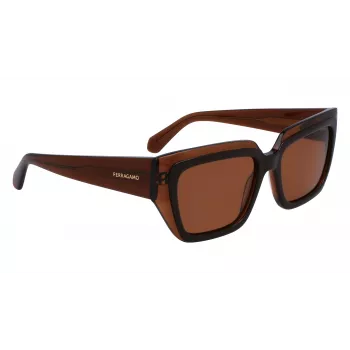 FERRAGAMO SF2002S-233 Okulary przeciwsłoneczne damskie Havana Acetate Brązowy Gradient 55/18/140 mm
