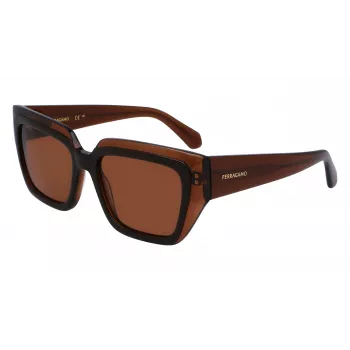 FERRAGAMO SF2002S-233 Okulary przeciwsłoneczne damskie Havana Acetate Brązowy Gradient 55/18/140 mm