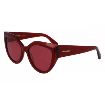 FERRAGAMO SF2004S-618 Damskie okulary przeciwsłoneczne Motylkowe Havana Acetat Brązowe Gradientowe Szkła 53/18/140 mm